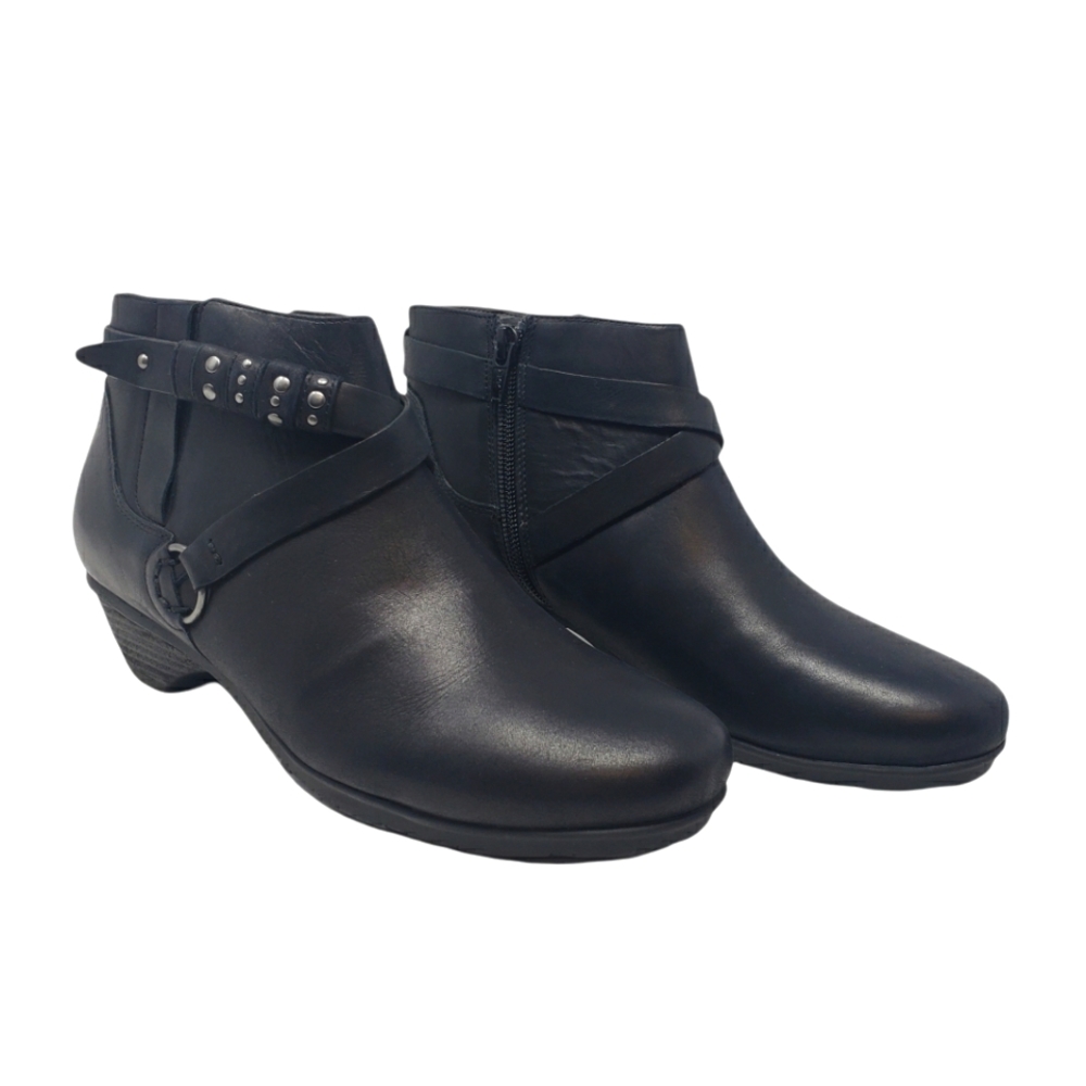 Abeo B.I.O.‎ Leather Ankle Boots Size 7 N Narrow Nancy Bootie Black Side Zipper